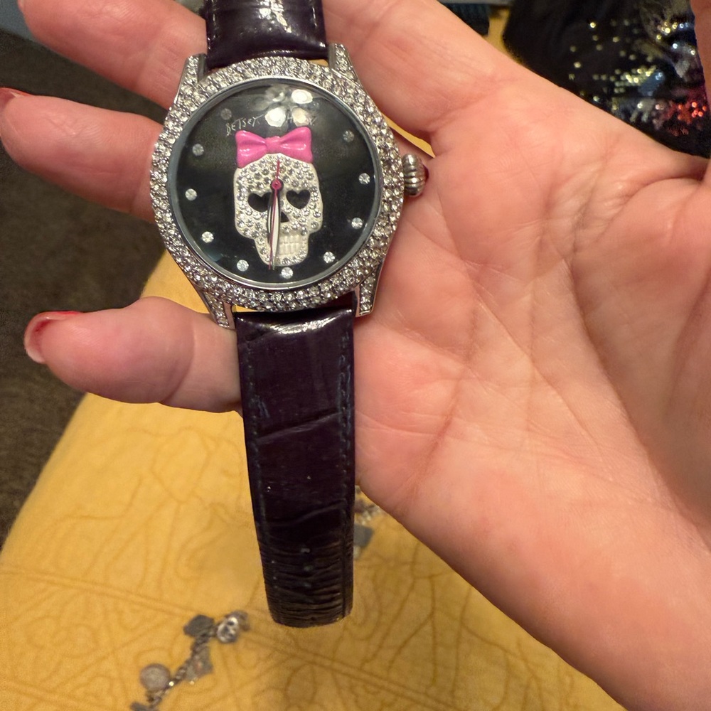 Betsey Johnson Purple Pink Smartwatch with Skull Design